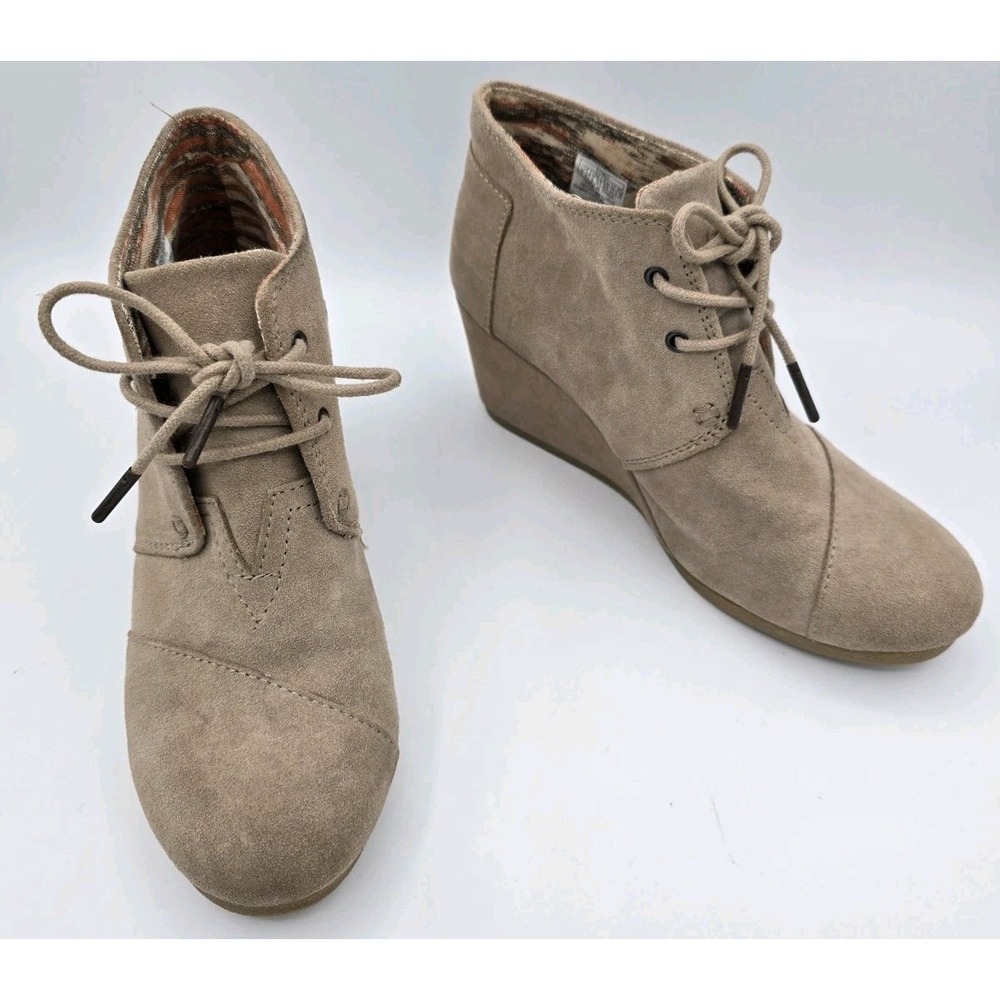 TOMS Kala Suede Wedge Heel Women's Ankle Boots Shoe‎ Size 7.5 Gray
